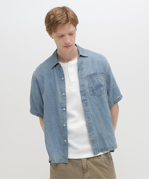 シャツ WIND THROUGH DENIM S&frasl;S SHIRTS &frasl; ウィンドスルー デニム 半袖シャツ &frasl; AVIREX &frasl; アヴィレックス