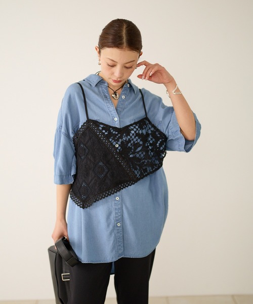BAYFLOW（ベイフロー） キャミソール アシメヘムレースビスチェ
