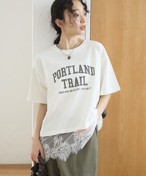 coperni 半袖 Tシャツ ホワイト Sサイズ coen（コーエン） tシャツ 半袖 「汗染み軽減 / 接触冷感」裾レース