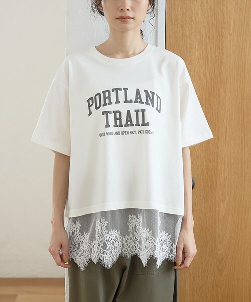 coen（コーエン） tシャツ 半袖 「汗染み軽減 / 接触冷感」裾レース