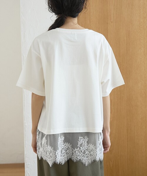 coen（コーエン） tシャツ 半袖 「汗染み軽減 / 接触冷感」裾レース