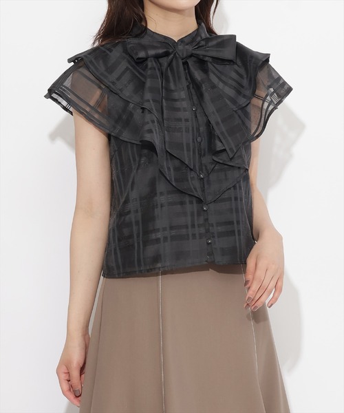 「WILLSELECTION」 半袖ブラウス MEDIUM ブラック レディース_画像4