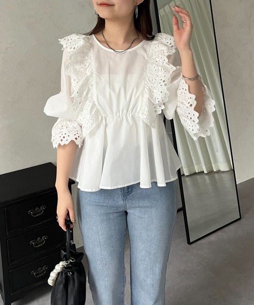 「prose verse」 7分袖ブラウス MEDIUM オフホワイト レディース_画像7