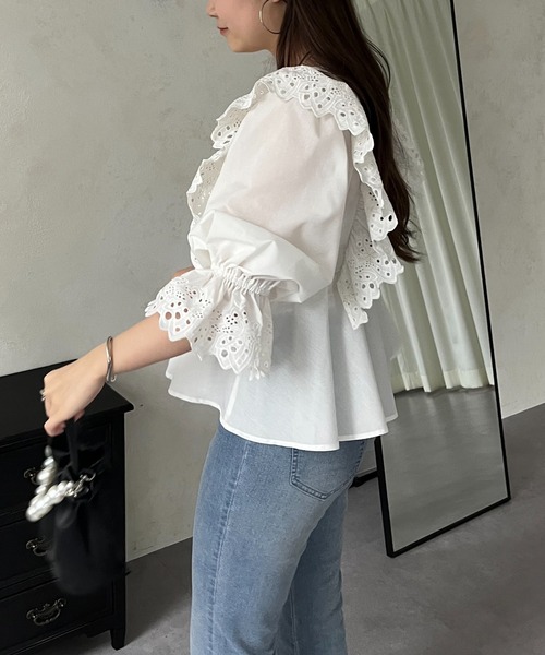 「prose verse」 7分袖ブラウス MEDIUM オフホワイト レディース_画像9