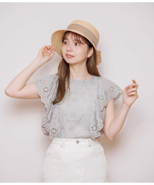 SCHA 白 リボン ハット コットン chisaki(チサキ)コットンリボンハット“Shiina” shiina-mm | Piu