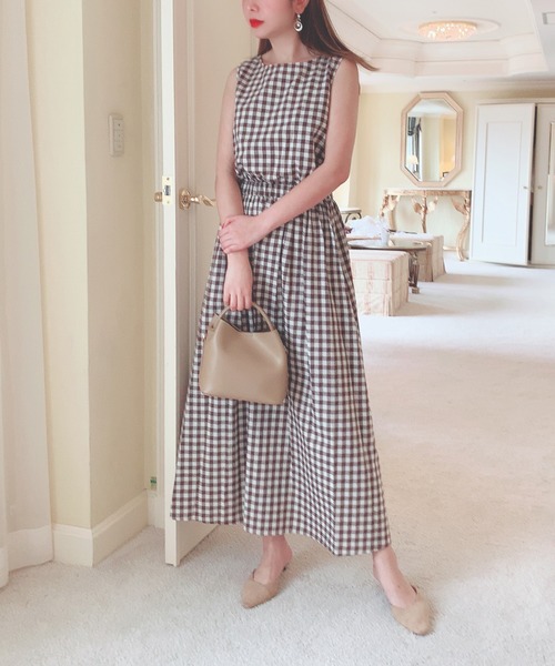 ドレス ギンガムチェックウェストゴムロングワンピース ドレス Zozotown Paypayモール店 通販 Paypayモール