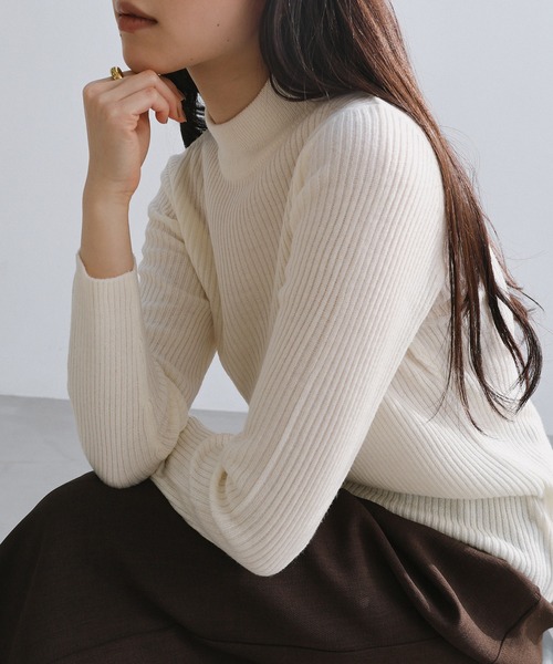 andme（アンドミー） ニット セーター ハイネック長袖リブニット