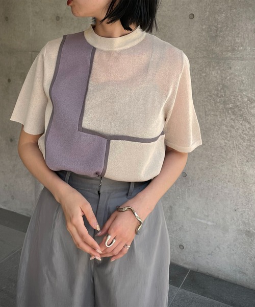 &g'aime ニット 「＆g'aime」カラーブロックニット レディース