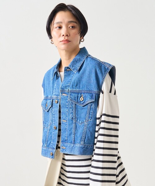HERMES 25AW 海外限定 レディース ベスト ジレ デニム Gジャン ベスト レディースデニムベスト 韓国ジレ[品番：AGCW0002440