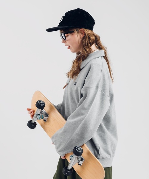 momentel スウェット MUHET トレーナー スウェット ハーフジップスウェット