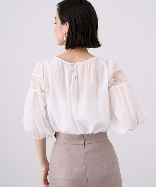※美品※【ANAYI】レースポロカットソーブラウス セール】 フラワーケミカルレースクルー ブラウス （シャツ
