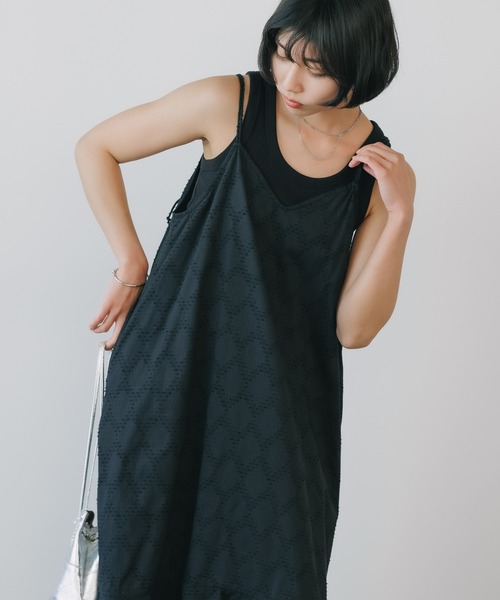 ワンピース normment/ノーメント cotton mosaic jacquard cami