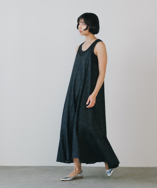ワンピース normment/ノーメント cotton mosaic jacquard cami