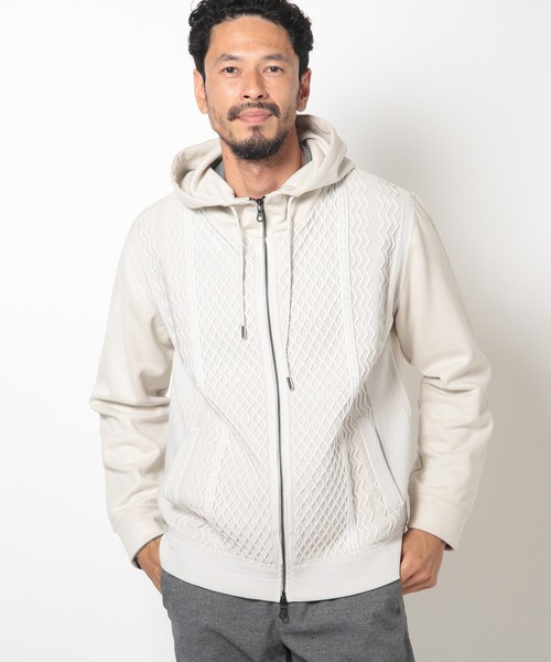 メンズビギ（MEN’S BIGI）/ニットコンビパーカ MEN'S BIGI（メンズビギ） パーカー ニットコンビパーカ メンズ