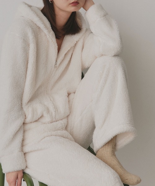 ad thie（アドティエ） パジャマ ルームウェア ボア パーカー＆ロング