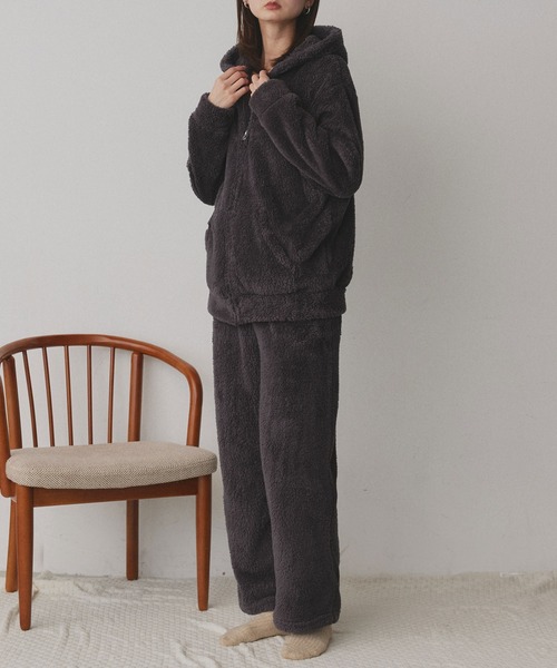 ad thie（アドティエ） パジャマ ルームウェア ボア パーカー＆ロング
