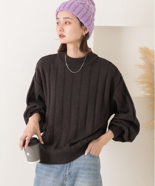 ad thie（アドティエ） ニット セーター ワイドリブ 太リブ ハイネック