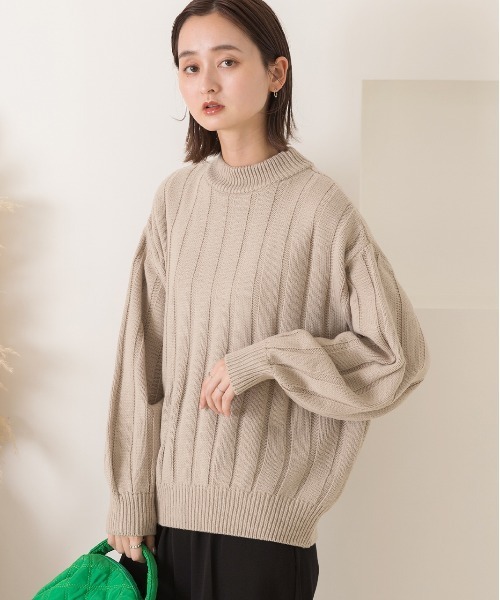 ad thie（アドティエ） ニット セーター ワイドリブ 太リブ ハイネック