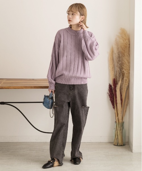 まとめ売り♡太リブ袖ワイドニットknit 太リブワイドスリーブニット [C6186] - レディースファッション通販