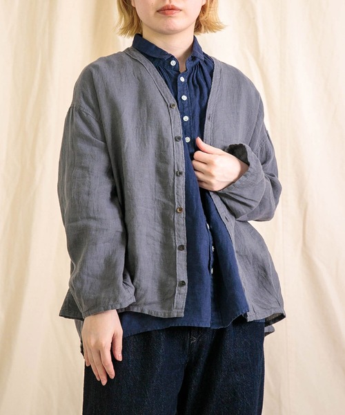 D.M.G Brocante ドミンゴ ブロカント リネン カルディガン シャツ D.M.G Brocante ドミンゴ ブロカント リネン カルディガン