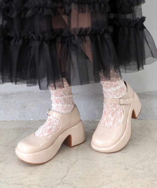 byあしながおじさん パンプス 厚底おでこストラップパンプス