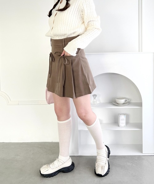 Loueme スカート リボンプリーツミニスカパン : ZOZOTOWN Yahoo!店