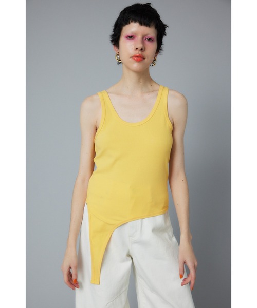 タンクトップ ノースリーブ Sheer asymmetry tank　シアーアシンメトリータンク レディース