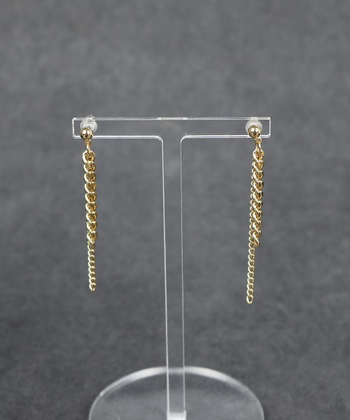 4INT. ピアス 2連チェーン ロングピアス メンズ レディース