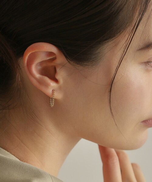 COCOSHNIK ピアス K18キヘイチェーン フープピアス レディース