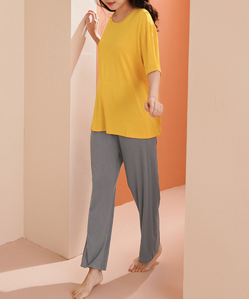 DAY CLOSET パジャマ ルームウェア レディース 5分袖パッド付き
