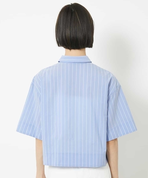 MICHEL KLEIN ブラウス シャツ ストライプコンパクトシャツ