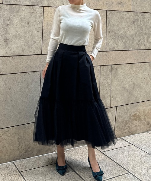 【gentil】黒ベージュチュールスカート1878 gentil】黒ベージュチュールスカート1878