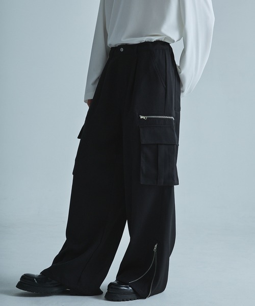 パンツ メンズ ドレープ サイドスリット ストレートフレア ２色 CLEL スウェットパンツ ジャージ 「CLEL」Side Slit Flare Sweat