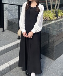 【送料無料】異素材ミックス マーメイド 長袖 ドレス ワンピース JUNOAH ワンピース 異素材マーメイドワンピース : ZOZOTOWN