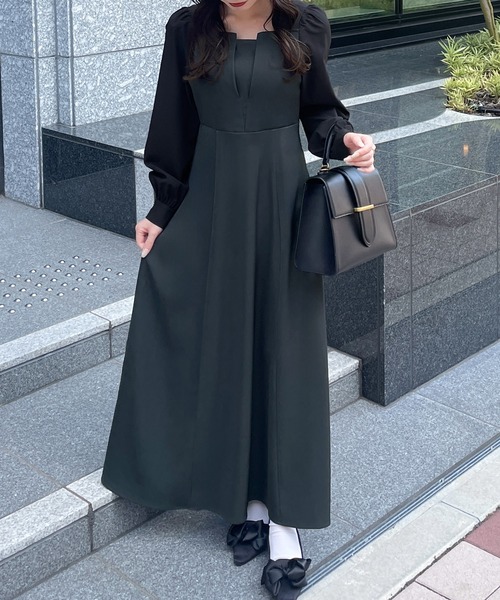 JUNOAH（ジュノア） ワンピース 異素材マーメイドワンピース