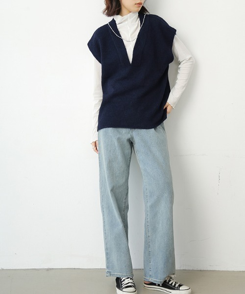美品　conte リブ編み Vネック ニットベスト UNITED ARROWS｜<conte>シアー Vネックニットベスト | Rakuten