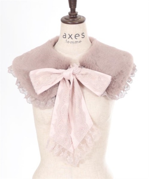 マフラー リボンレースファーティペット レディース : 86501699  