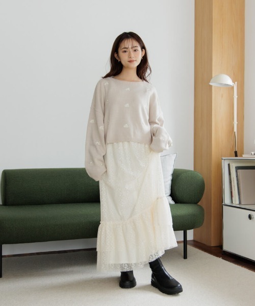 ニット セーター メニーフラワーニット レディース flower（ファッション） ニット セーター メニーフラワーニット