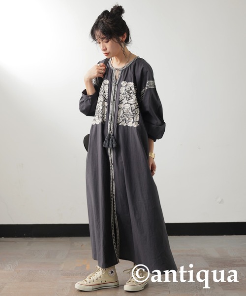A2235★新品★ ALPACA*ワンピース*半袖*S*黒*刺繍*綿 カシエ刺繍ワンピース｜『梟』通販 エスニック/アジアン
