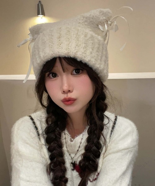 MAISON DE THERESE（メゾン ド テレーズ） ニット帽 ニットキャップ 紐