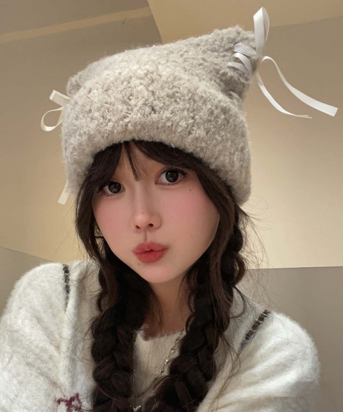 MAISON DE THERESE（メゾン ド テレーズ） ニット帽 ニットキャップ 紐