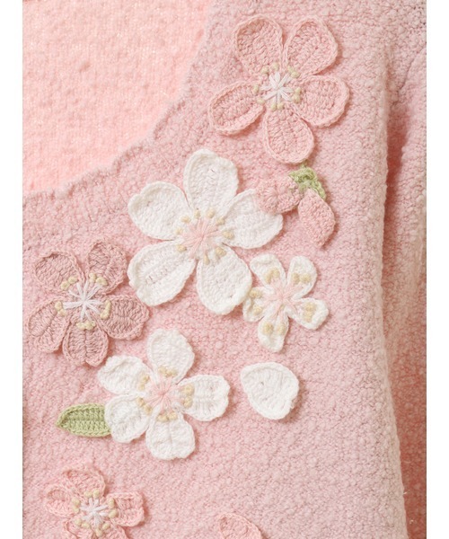 PINK HOUSE カーディガン 桜モチーフ使いニットカーディガン