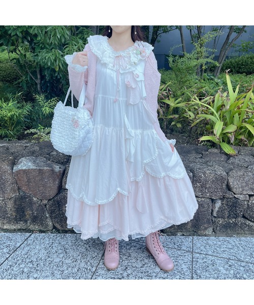 PINK HOUSE カーディガン 桜モチーフ使いニットカーディガン