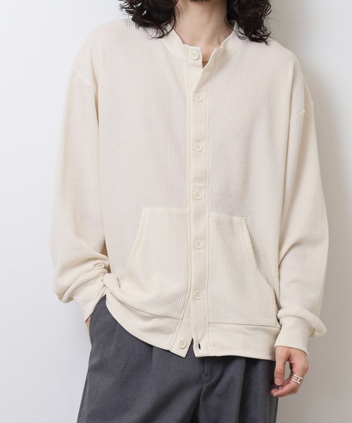 JEMORGAN カーディガン ワッフルクルーネックカーディガン