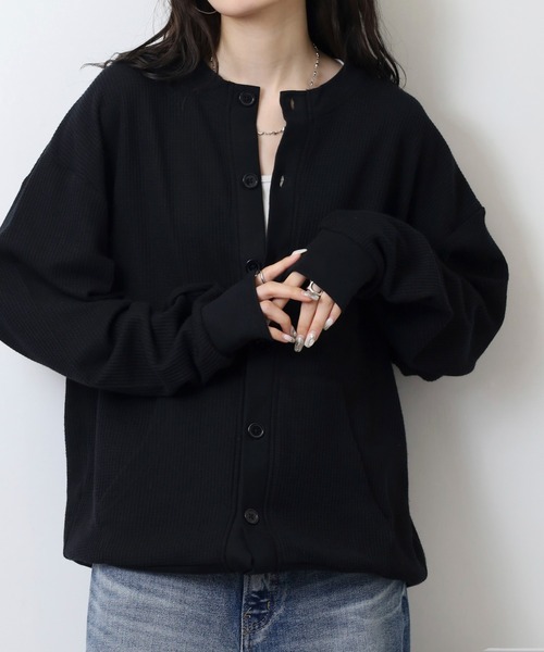 JEMORGAN カーディガン ワッフルクルーネックカーディガン