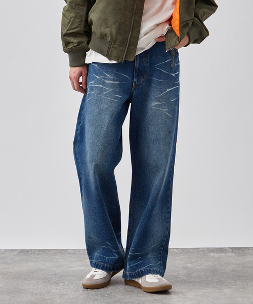メンズ デニムパンツ レトロ ストレートパンツ S02447 B.C STOCK ジーンズ 「B.A.C.D」 13oz ワイドストレートデニム