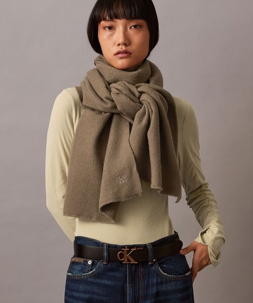  カルバンクライン限定ストールスカーフショール１点物 Calvin Klein（カルバン・クライン） マフラー ストール ロゴエンブ