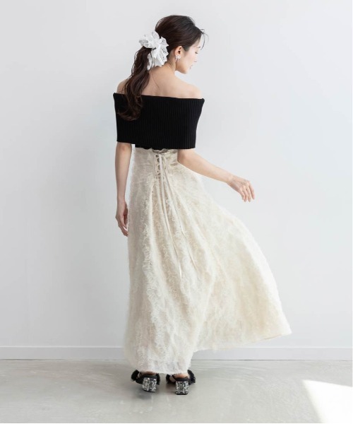 【新品】RANDA オフショルニットドッキングワンピース （カーキ）0サイズ RANDA ワンピース オフショルニットドッキングワンピース