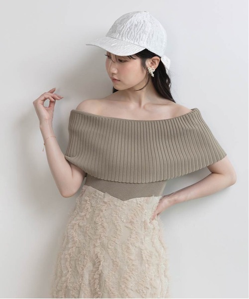 RANDA ワンピース オフショルニットドッキングワンピース