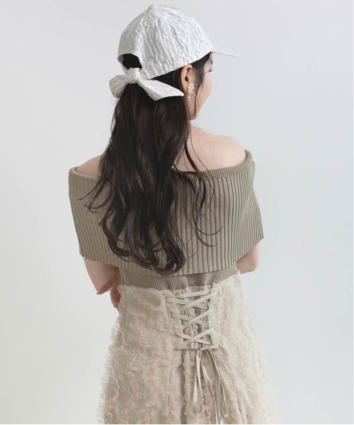 RANDA ワンピース オフショルニットドッキングワンピース